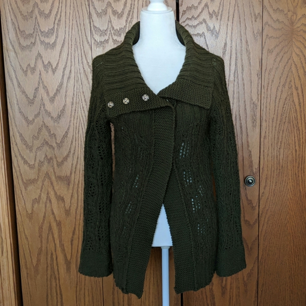 Free people green wool cardigan